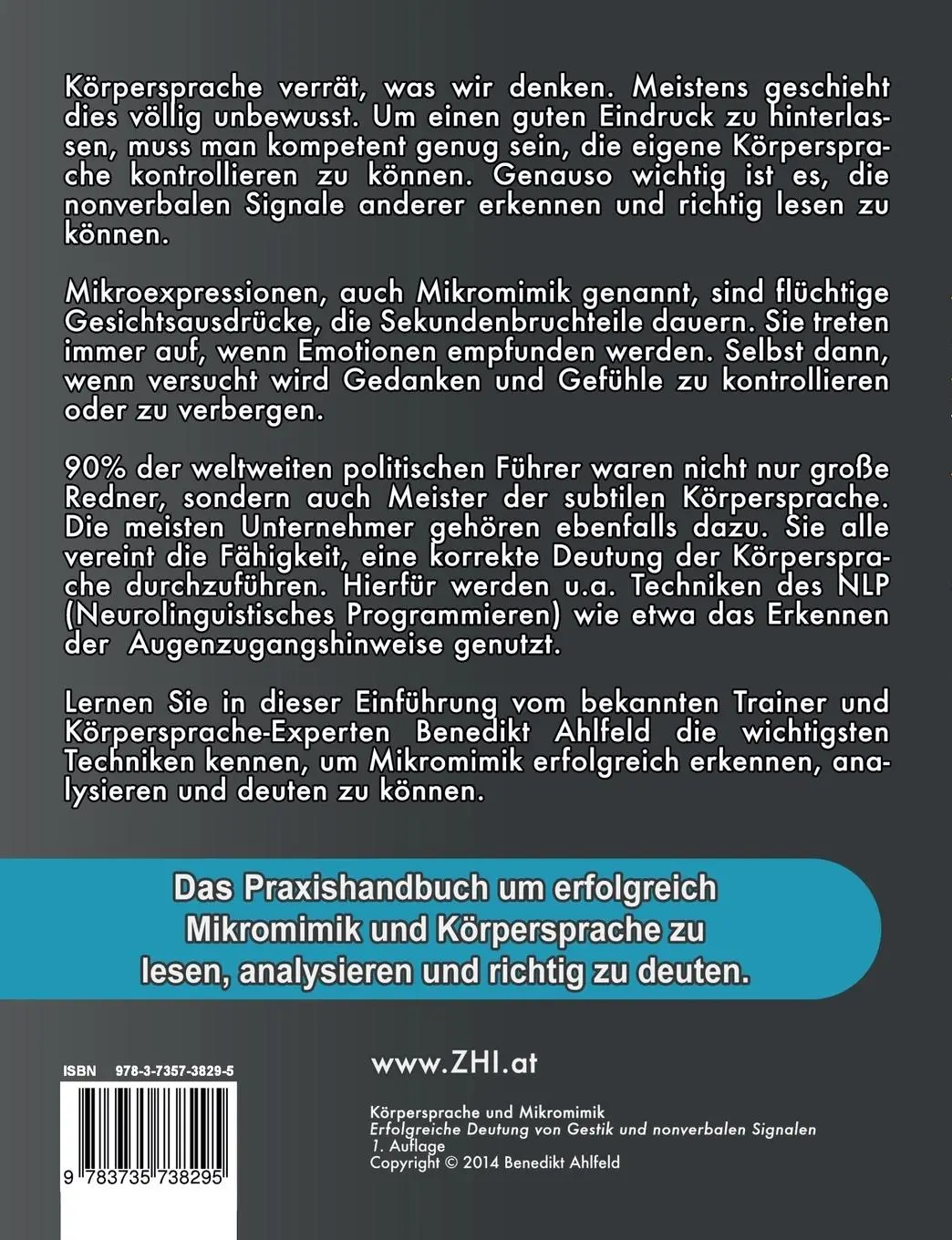 Rückseite: 9783735738295 | Körpersprache und Mikromimik | Benedikt Ahlfeld | Taschenbuch | 64 S.
