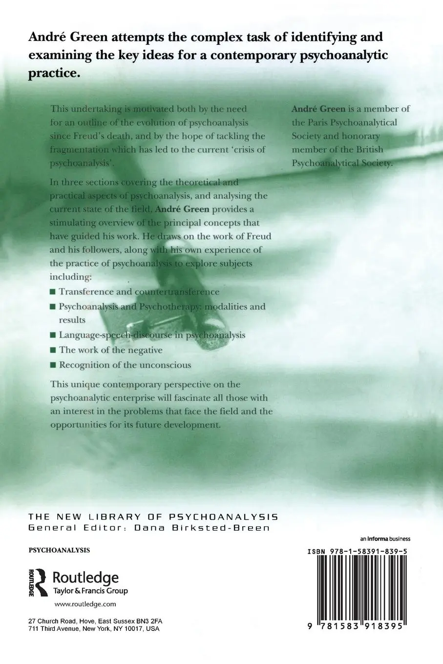 Rückseite: 9781583918395 | Key Ideas for a Contemporary Psychoanalysis | Andre Green | Buch