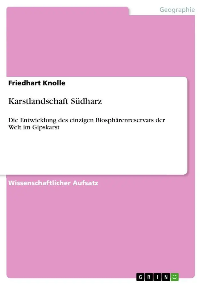 Cover: 9783640688395 | Karstlandschaft Südharz | Friedhart Knolle | Taschenbuch | 28 S.