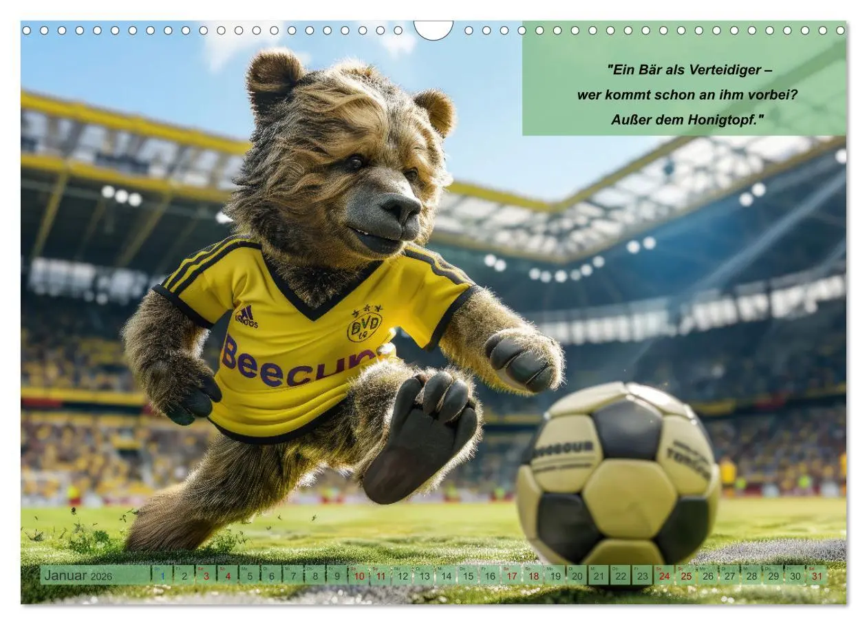 Bild: 9783457388495 | Der tierisch lustige Fußballkalender (Wandkalender 2026 DIN A3...