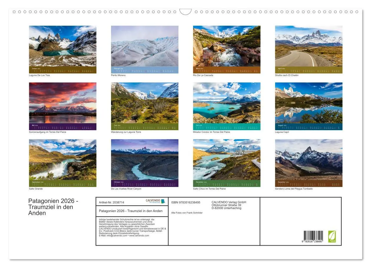 Bild: 9783516238495 | Patagonien 2026 - Traumziel in den Anden (Wandkalender 2026 DIN A2...