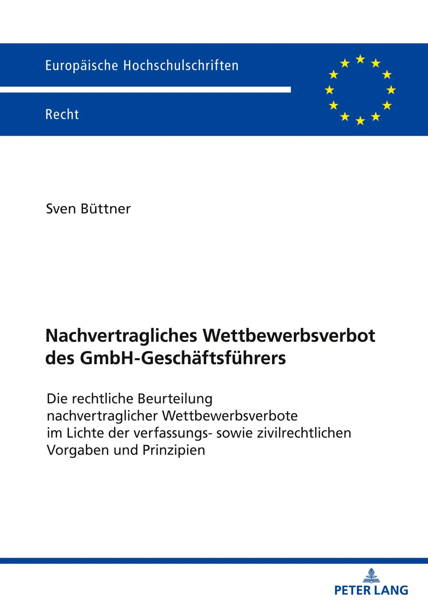 Cover: 9783631908495 | Nachvertragliches Wettbewerbsverbot des GmbH-Geschäftsführers | Buch