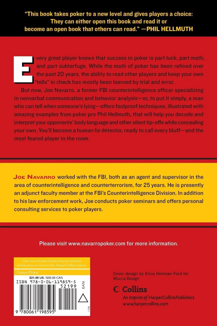 Rückseite: 9780061198595 | PHIL HELLMUTH PRESENTS READ PB | Joe Navarro | Taschenbuch | Englisch