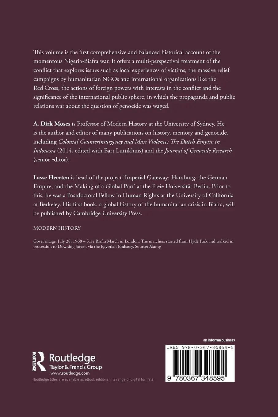 Rückseite: 9780367348595 | Postcolonial Conflict and the Question of Genocide | Moses (u. a.)