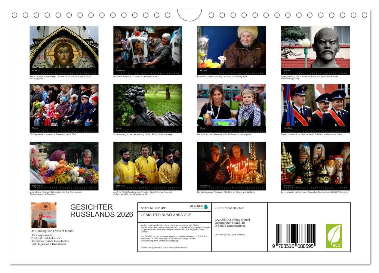 Bild: 9783516088595 | GESICHTER RUSSLANDS 2026 (Wandkalender 2026 DIN A4 quer), CALVENDO...