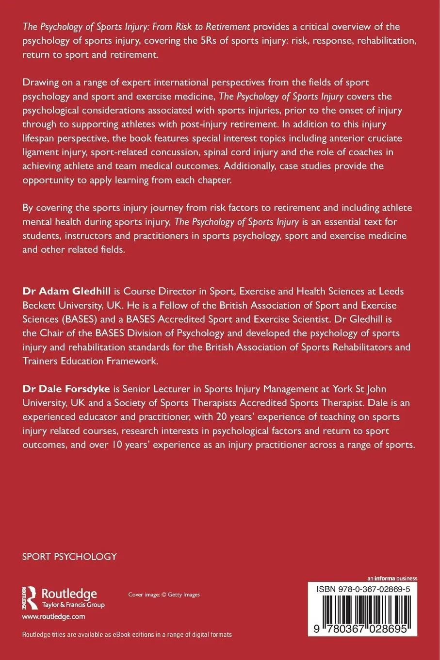 Rückseite: 9780367028695 | The Psychology of Sports Injury | From Risk to Retirement | Buch