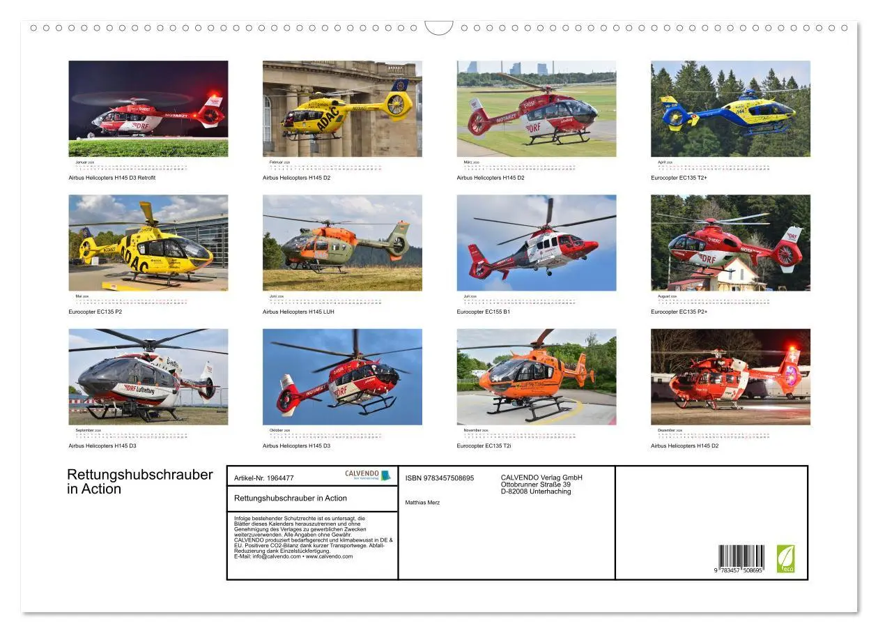 Bild: 9783457508695 | Rettungshubschrauber in Action (Wandkalender 2026 DIN A2 quer),...