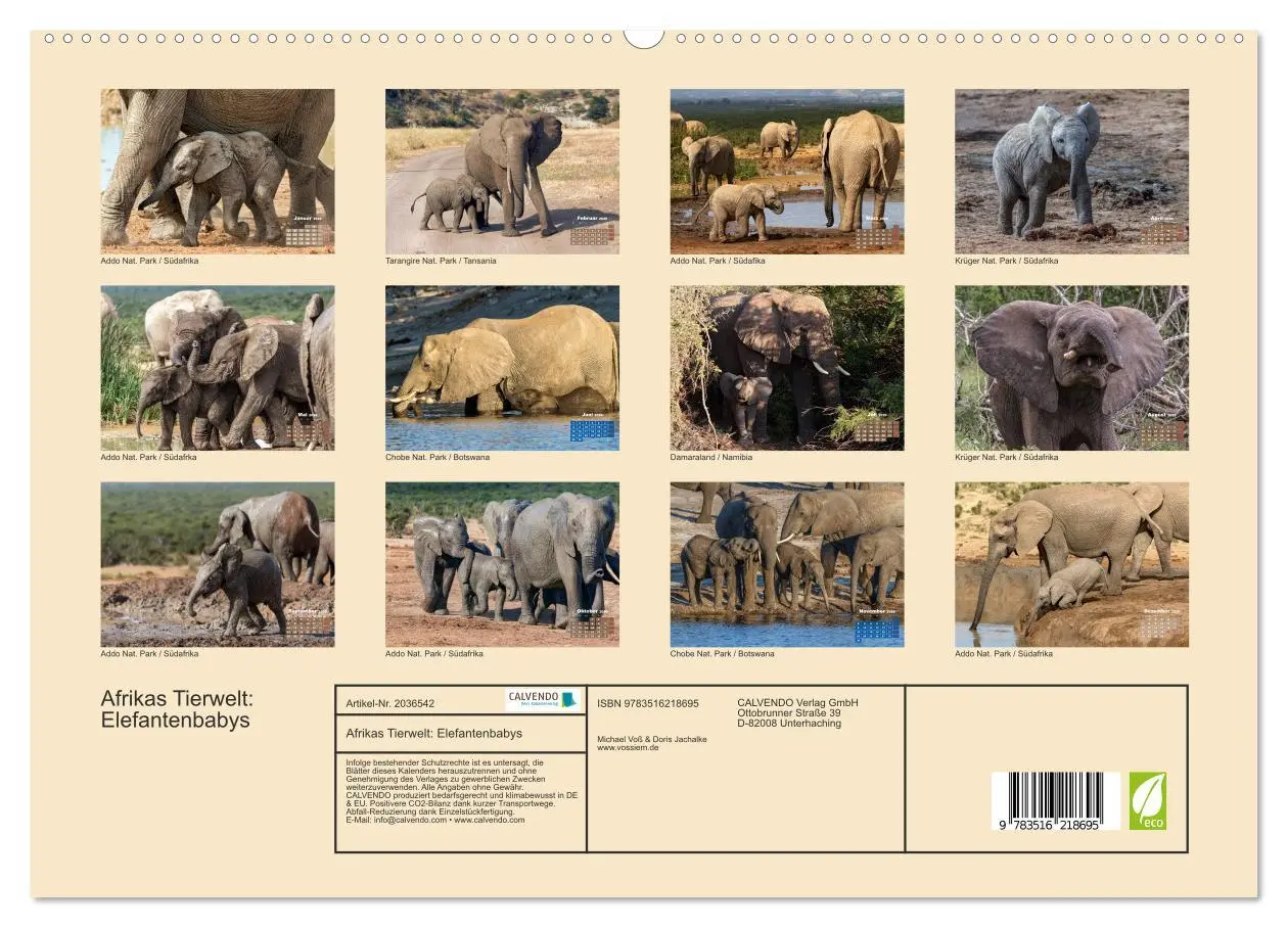Bild: 9783516218695 | Afrikas Tierwelt: Elefantenbabys (hochwertiger Premium Wandkalender...