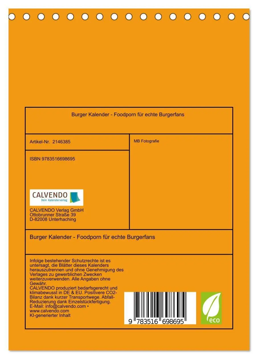 Bild: 9783516698695 | Burger Kalender - Foodporn für echte Burgerfans (Tischkalender 2026...