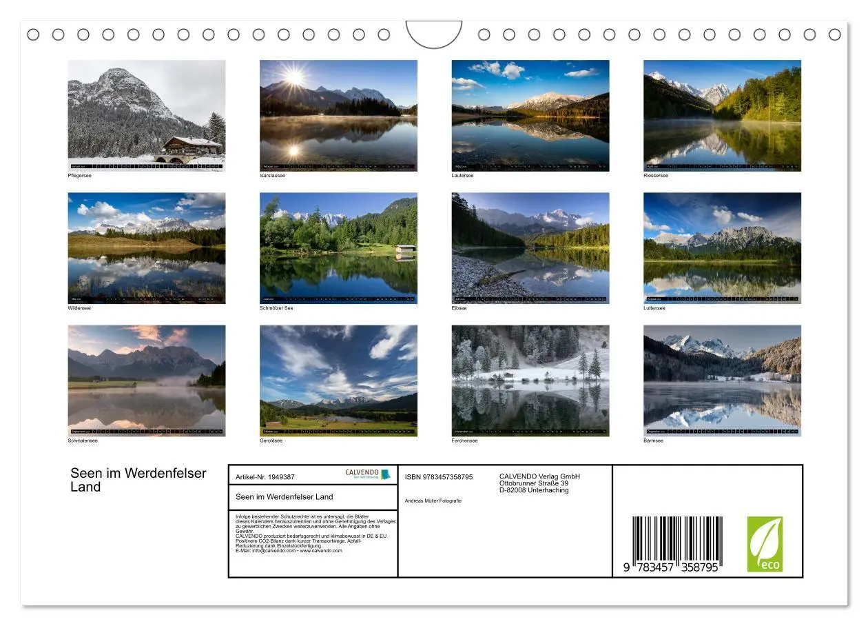 Bild: 9783457358795 | Seen im Werdenfelser Land (Wandkalender 2026 DIN A4 quer), CALVENDO...
