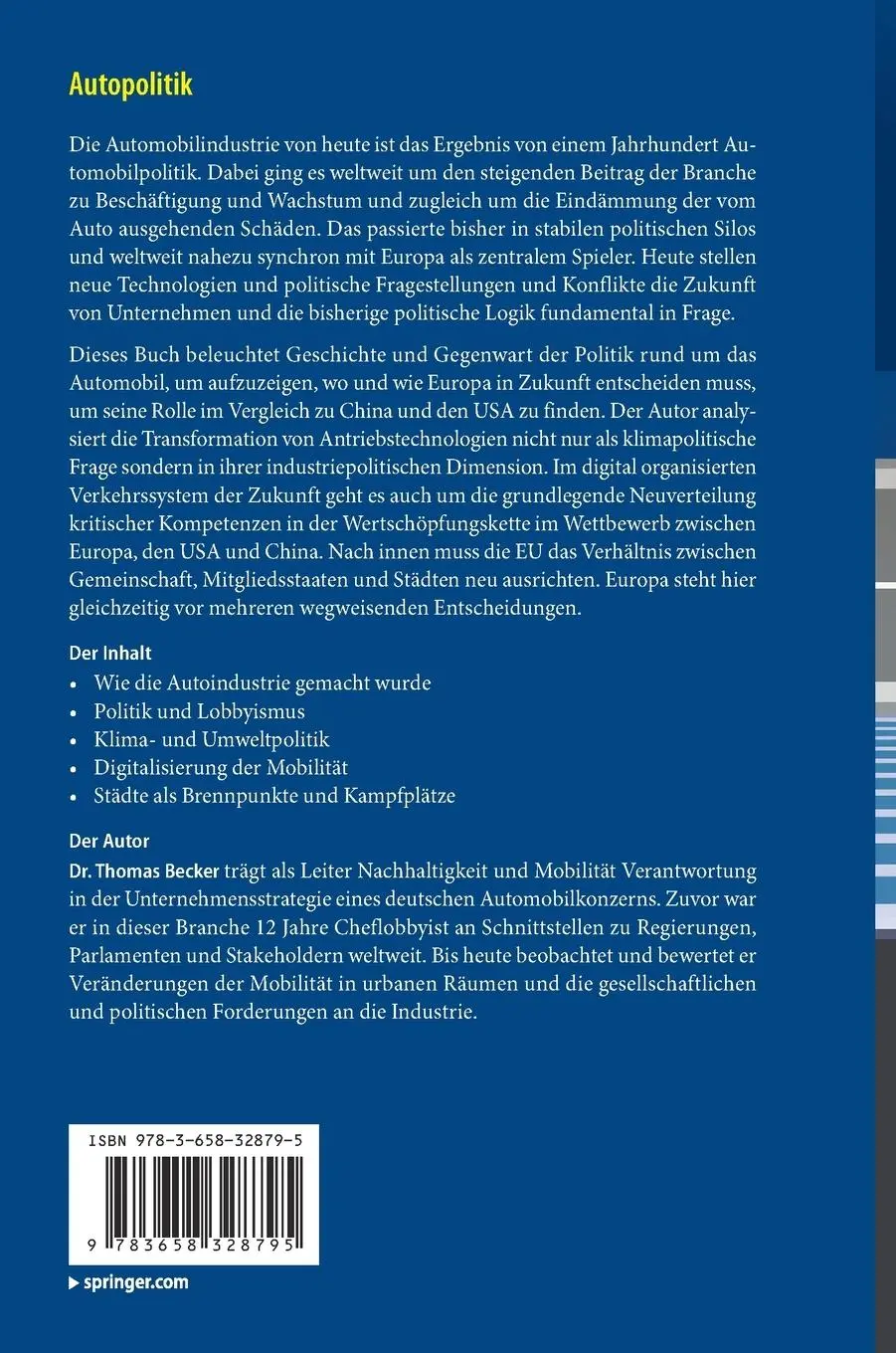Rückseite: 9783658328795 | Autopolitik | Europa vor der T-Kreuzung | Thomas Becker | Buch | xiii