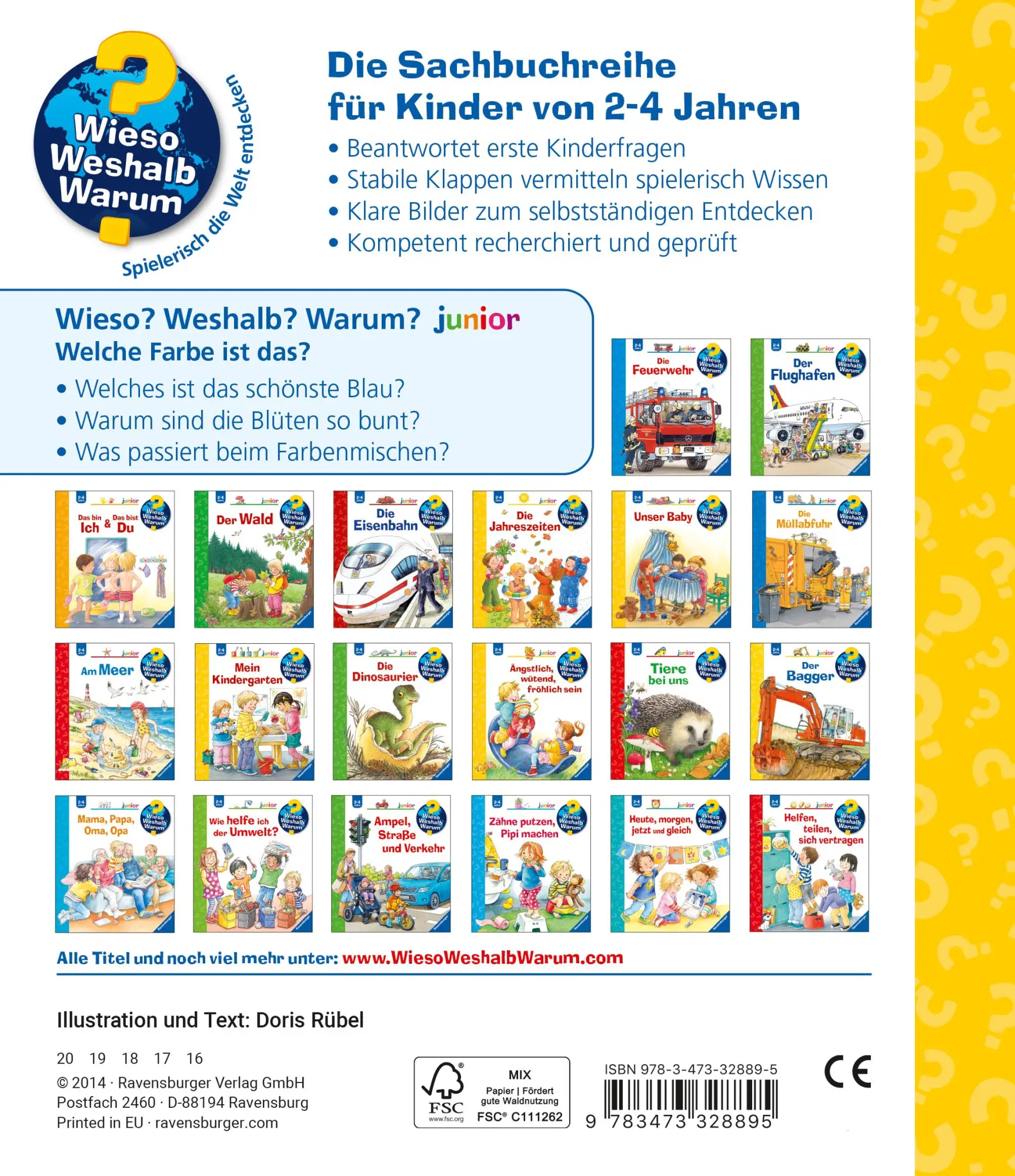 Rückseite: 9783473328895 | Wieso? Weshalb? Warum? junior, Band 13: Welche Farbe ist das? | Rübel