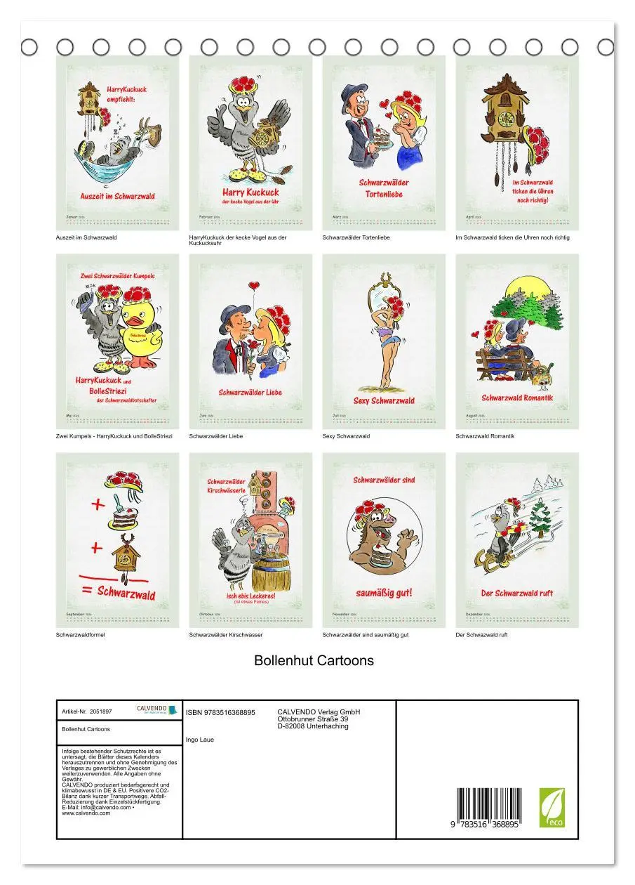 Bild: 9783516368895 | Bollenhut Cartoons (Tischkalender 2026 DIN A5 hoch), CALVENDO...