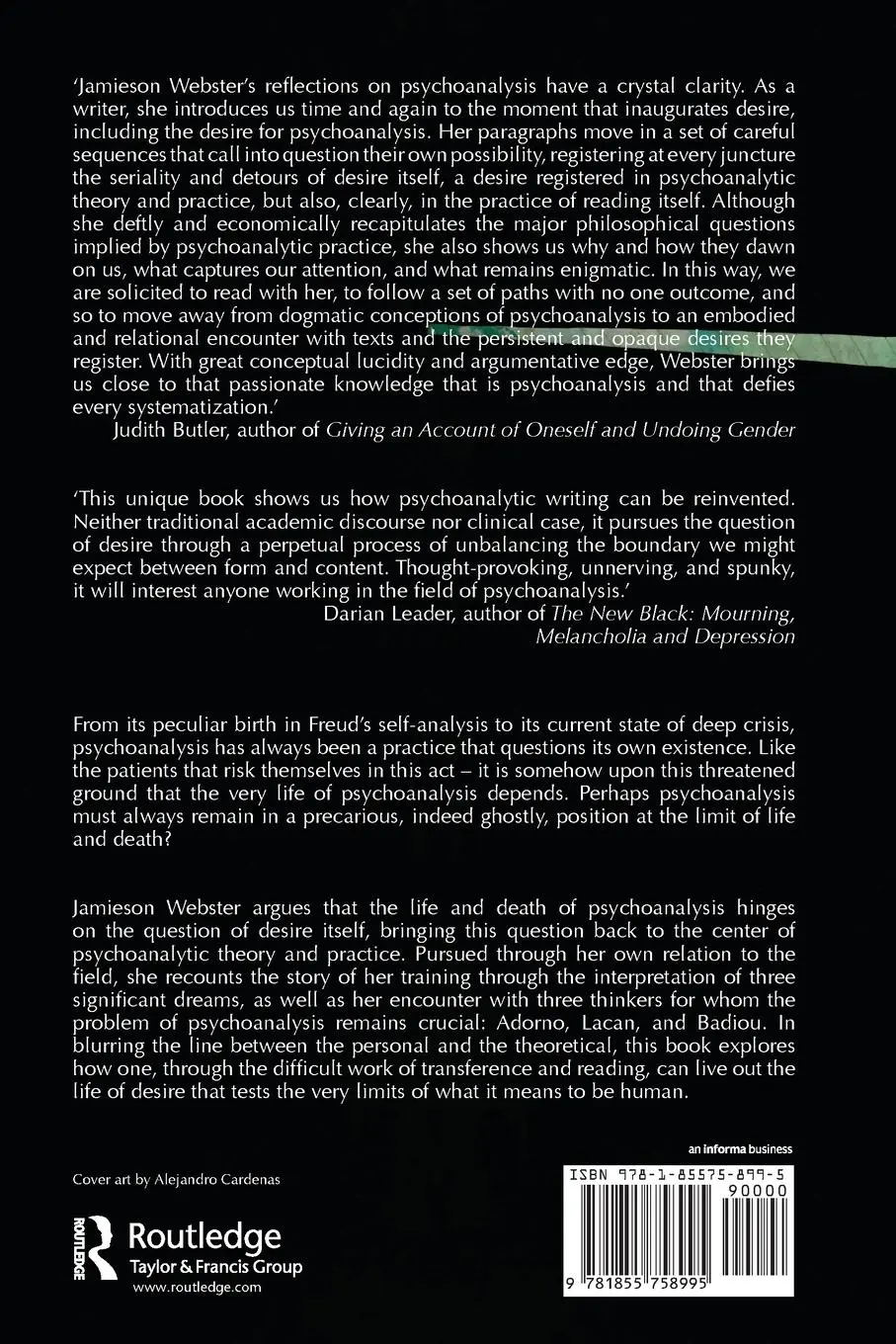Rückseite: 9781855758995 | The Life and Death of Psychoanalysis | Jamieson Webster | Taschenbuch