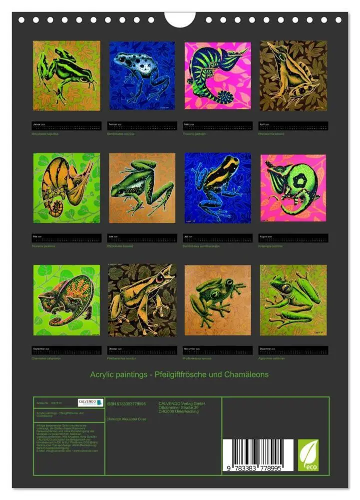 Bild: 9783383778995 | Acrylic paintings - Pfeilgiftfrösche und Chamäleons (Wandkalender...