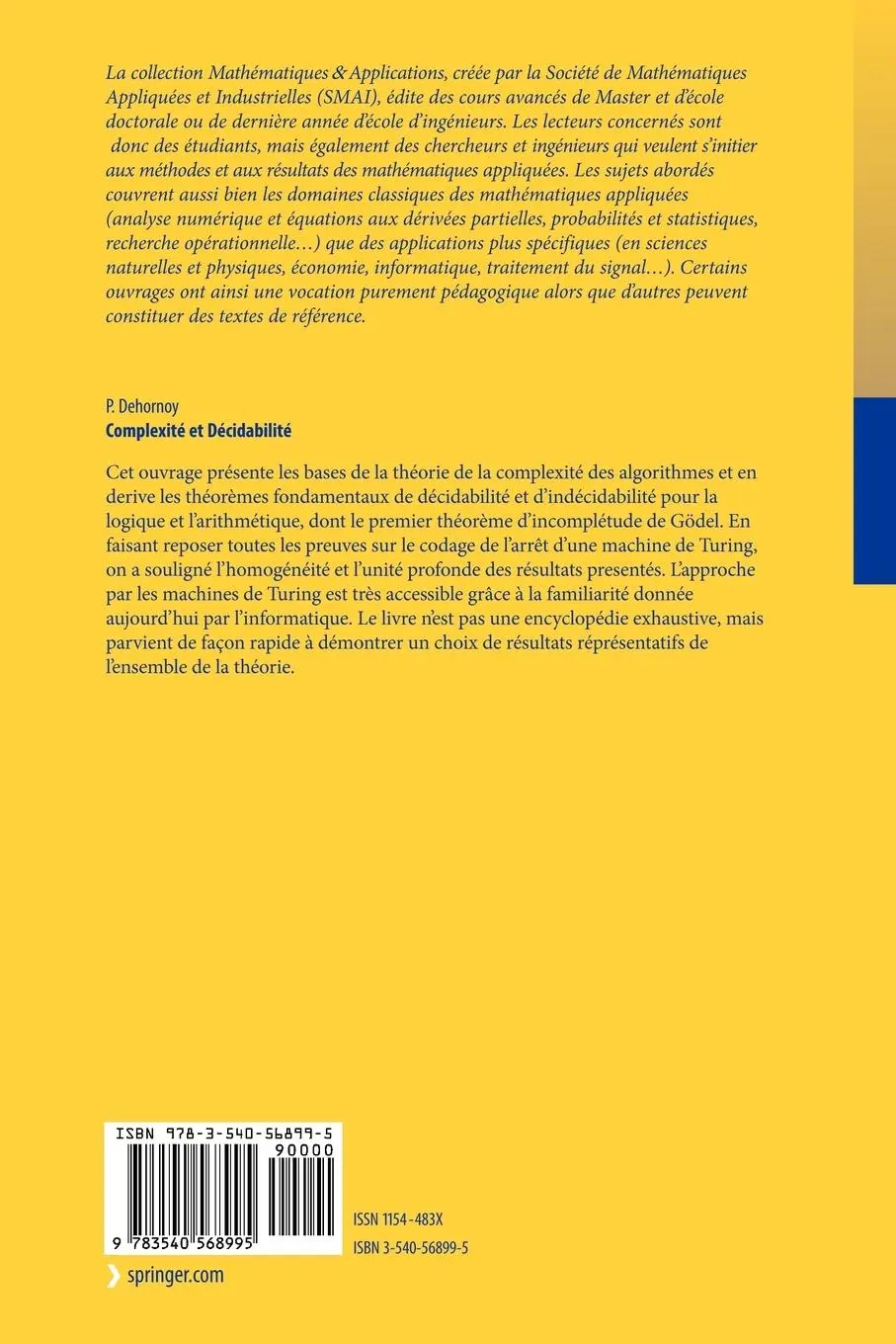 Rückseite: 9783540568995 | Complexité et Décidabilité | Patrick Dehornoy | Taschenbuch | iv