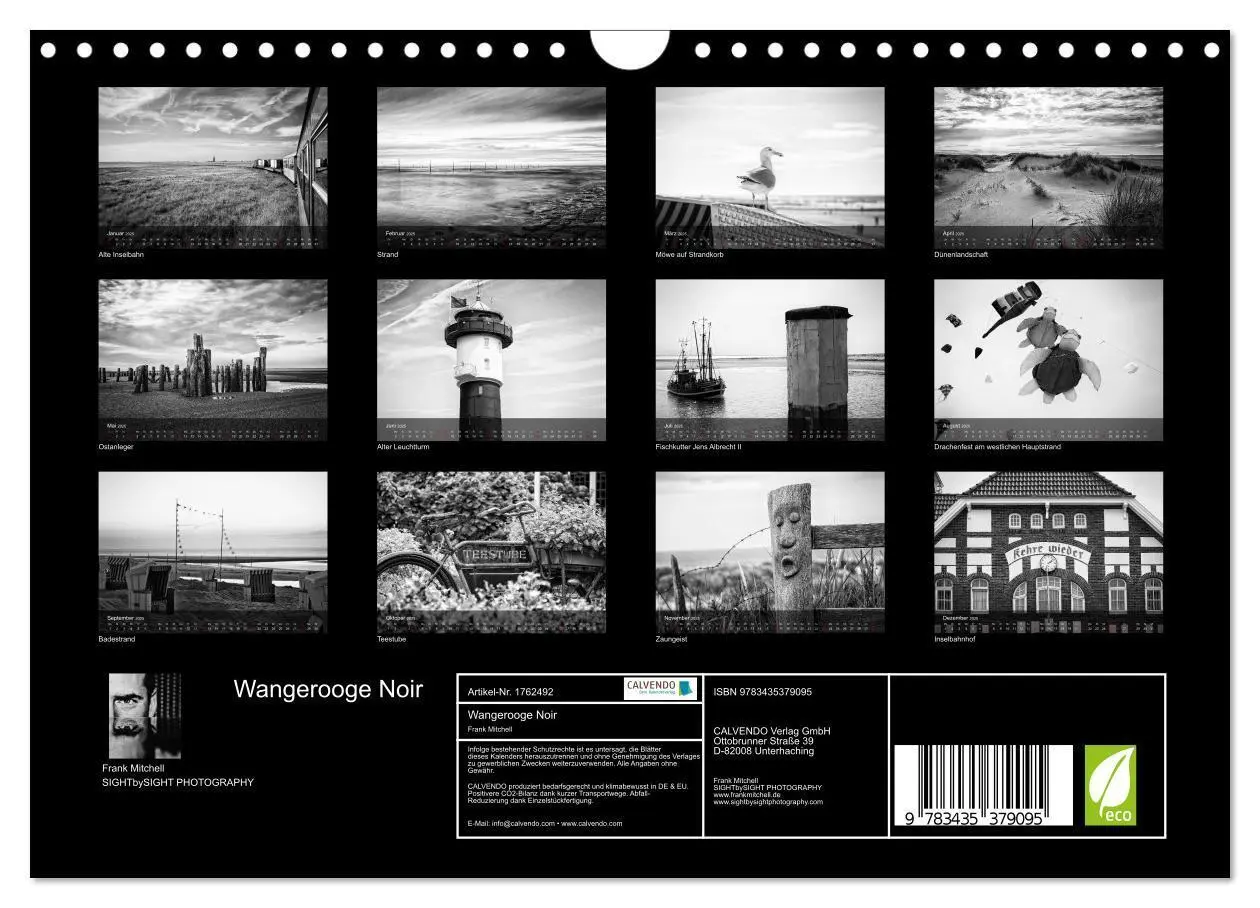 Bild: 9783435379095 | Wangerooge Noir (Wandkalender 2025 DIN A4 quer), CALVENDO...