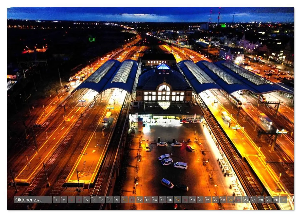 Bild: 9783516629095 | HALLE AN DER SAALE NACHTFLUG (hochwertiger Premium Wandkalender...