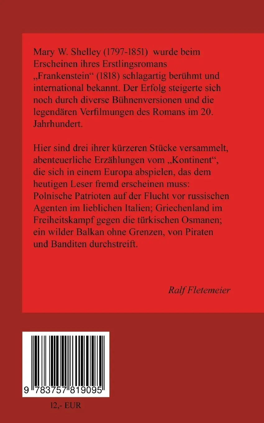 Rückseite: 9783757819095 | Abenteuerliches Europa | Erzählungen | Mary Shelley (u. a.) | Buch