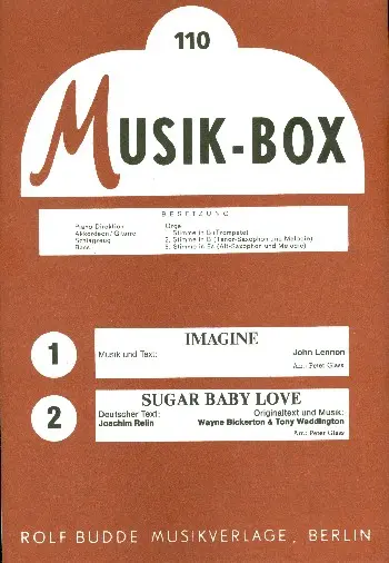 Cover: 9990050709095 | Imagine und Sugar Baby Love: für Salonorchester | Rolf Budde KG