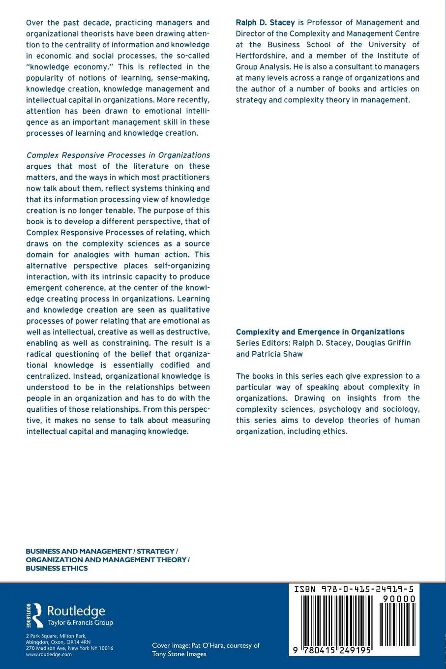 Rückseite: 9780415249195 | Complex Responsive Processes in Organizations | Ralph Stacey | Buch