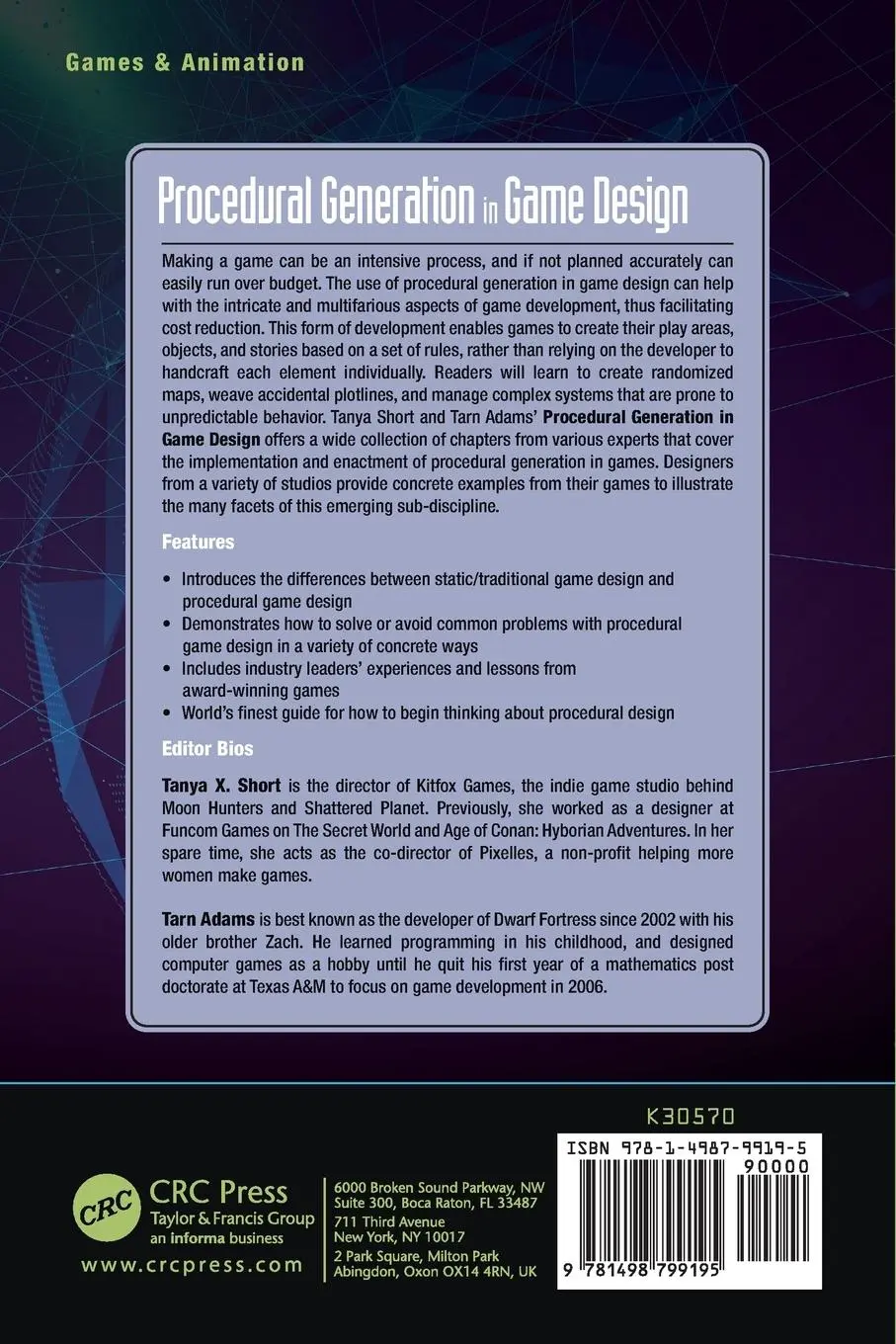 Rückseite: 9781498799195 | Procedural Generation in Game Design | Tanya Short (u. a.) | Buch