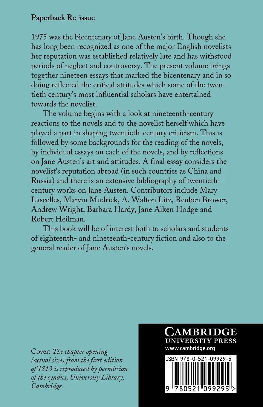Rückseite: 9780521099295 | Jane Austen | Bicentenary Essays | Halperin (u. a.) | Taschenbuch