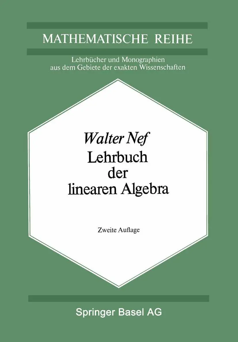 Cover: 9783034859295 | Lehrbuch der linearen Algebra | W. Nef | Taschenbuch | 276 S. | 2014