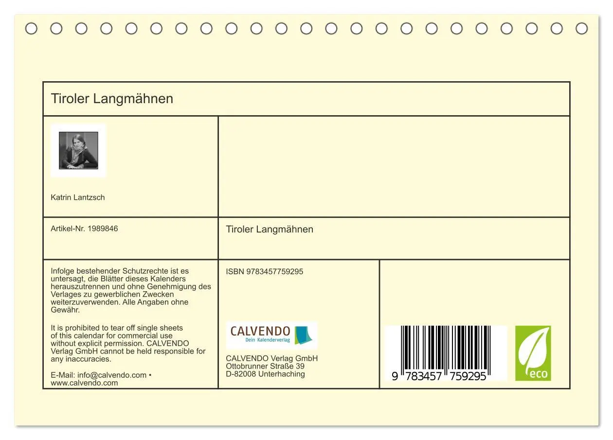Bild: 9783457759295 | Tiroler Langmähnen (Tischkalender 2026 DIN A5 quer), CALVENDO...