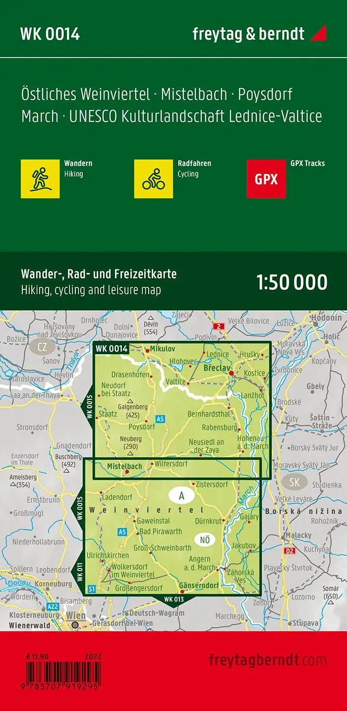 Rückseite: 9783707919295 | freytag &amp; berndt Wanderkarte WK 0014 Östliches Weinviertel -...