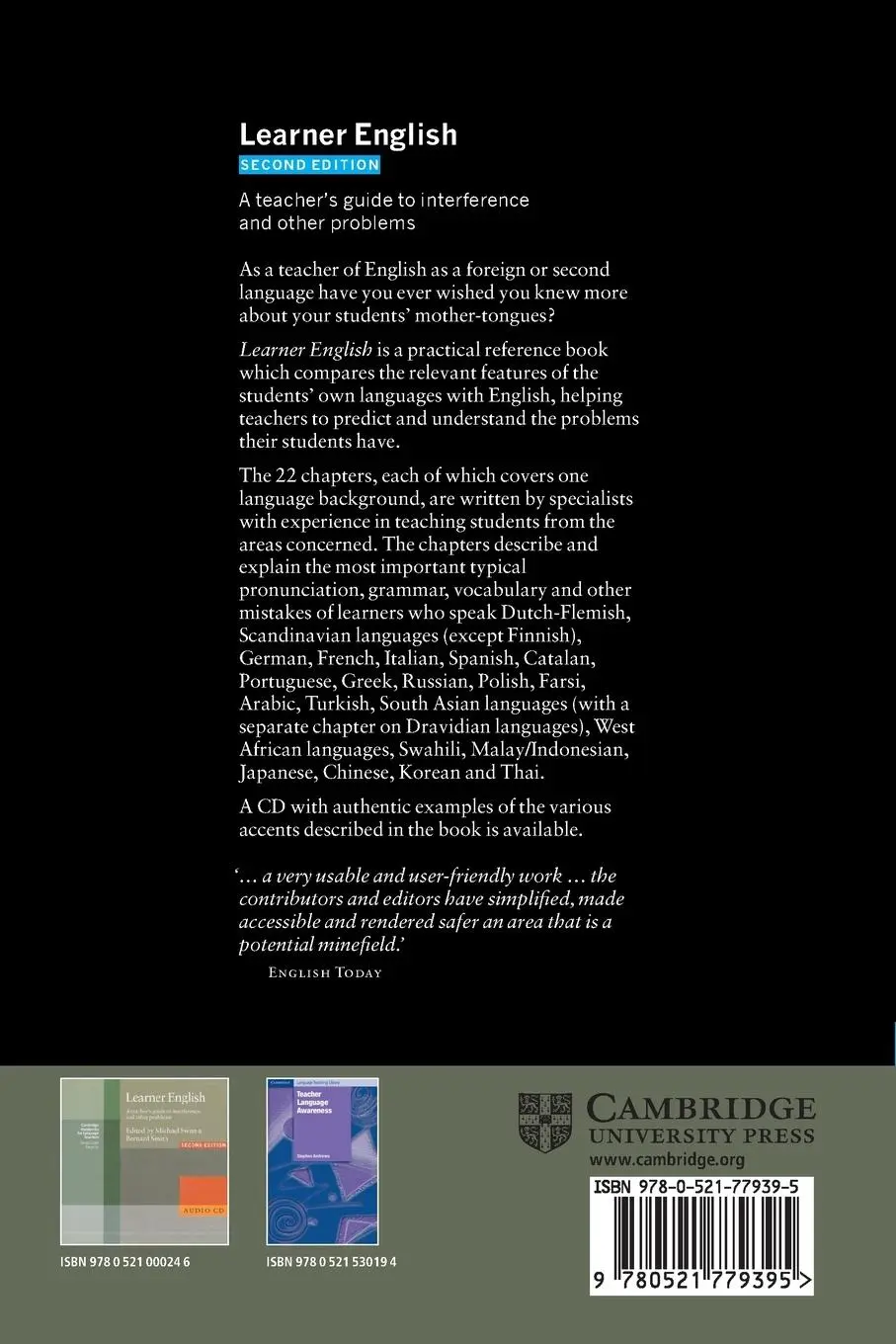 Rückseite: 9780521779395 | Learner English | Michael Swan (u. a.) | Taschenbuch | Englisch | 2001