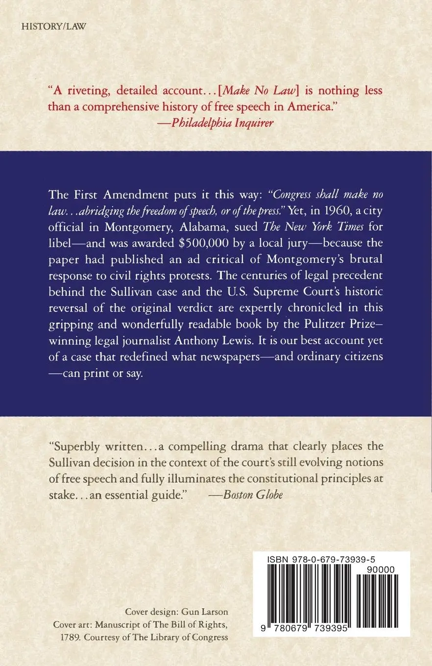 Rückseite: 9780679739395 | Make No Law | The Sullivan Case and the First Amendment | Lewis | Buch