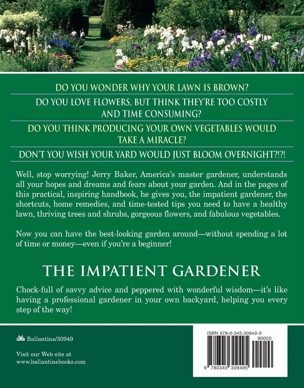 Rückseite: 9780345309495 | Impatient Gardener | Jerry Baker | Taschenbuch | Englisch | 1983