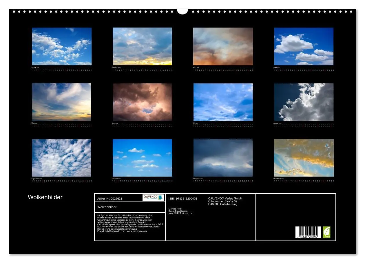 Bild: 9783516209495 | Wolkenbilder (Wandkalender 2026 DIN A2 quer), CALVENDO Monatskalender