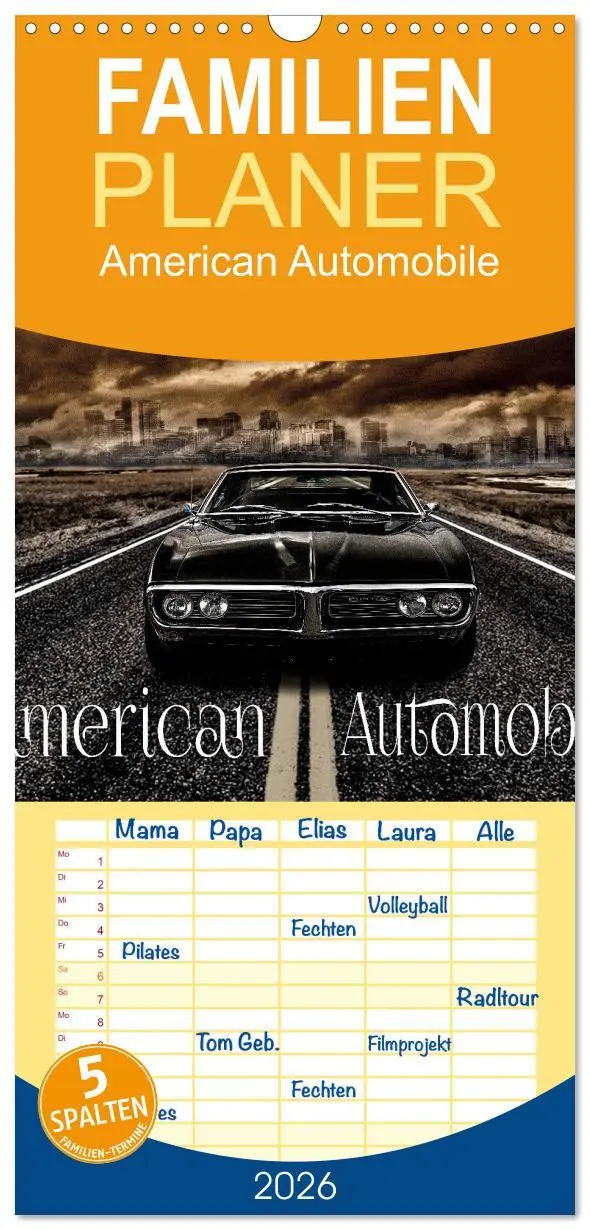 Cover: 9783516519495 | Familienplaner 2026 - American Automobile mit 5 Spalten...