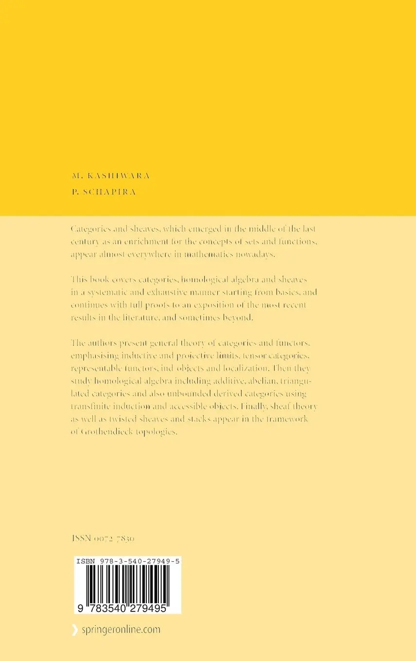 Rückseite: 9783540279495 | Categories and Sheaves | Pierre Schapira (u. a.) | Buch | x | Englisch