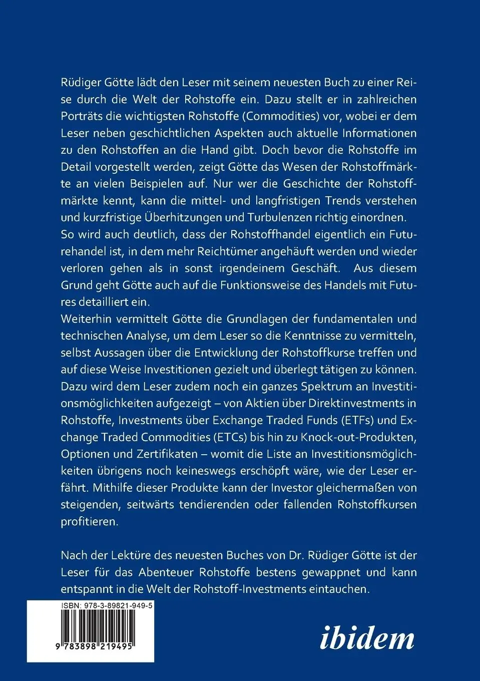 Rückseite: 9783898219495 | Der Wegweiser zum erfolgreichen Investment in Rohstoffe | Götte | Buch