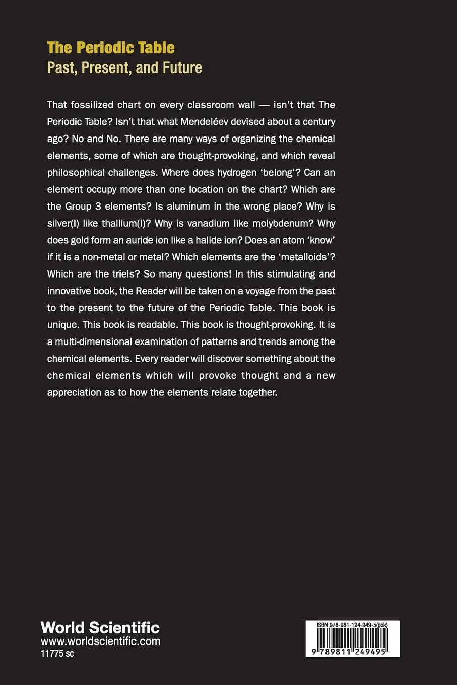 Rückseite: 9789811249495 | PERIODIC TABLE, THE | PAST, PRESENT, AND FUTURE : THE: PAST | Buch