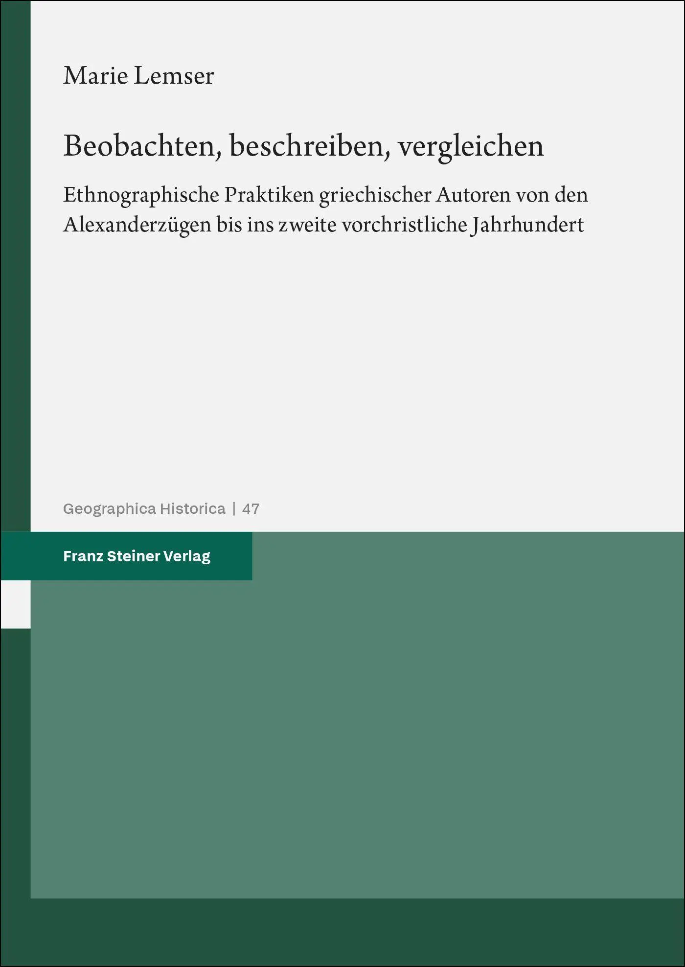 Cover: 9783515139595 | Beobachten, beschreiben, vergleichen | Marie Lemser | Taschenbuch