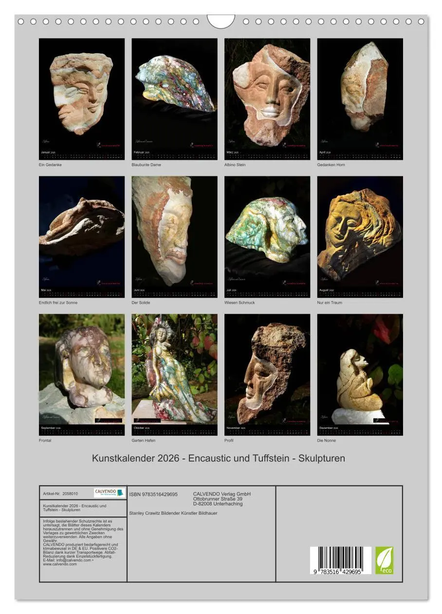 Bild: 9783516429695 | Kunstkalender 2026 - Encaustic und Tuffstein - Skulpturen...