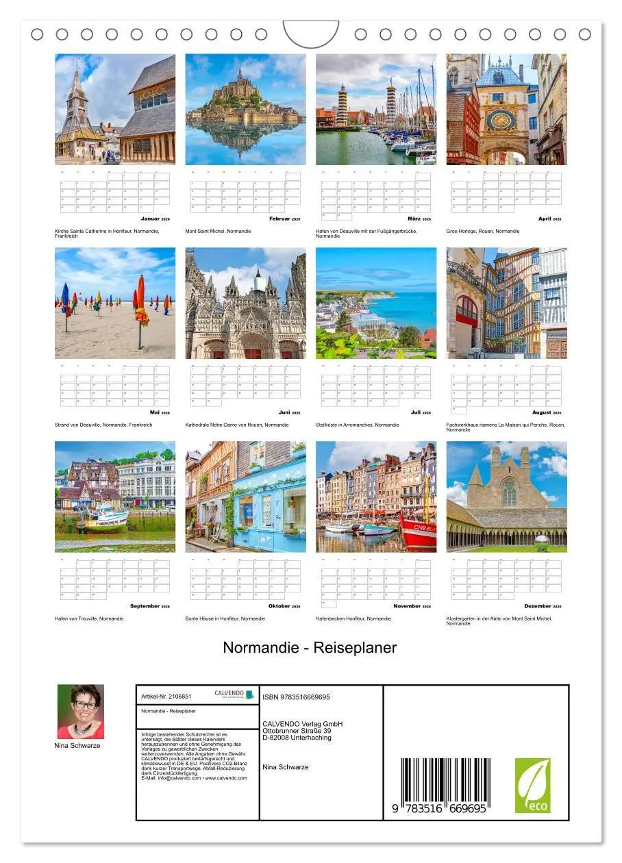 Bild: 9783516669695 | Normandie - Reiseplaner (Wandkalender 2026 DIN A4 hoch), CALVENDO...