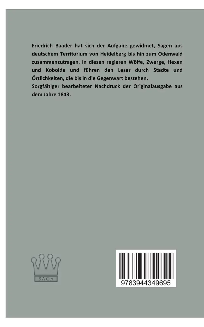 Rückseite: 9783944349695 | Sagen des Neckartals, der Bergstraße und des Odenwaldes | J. Baader