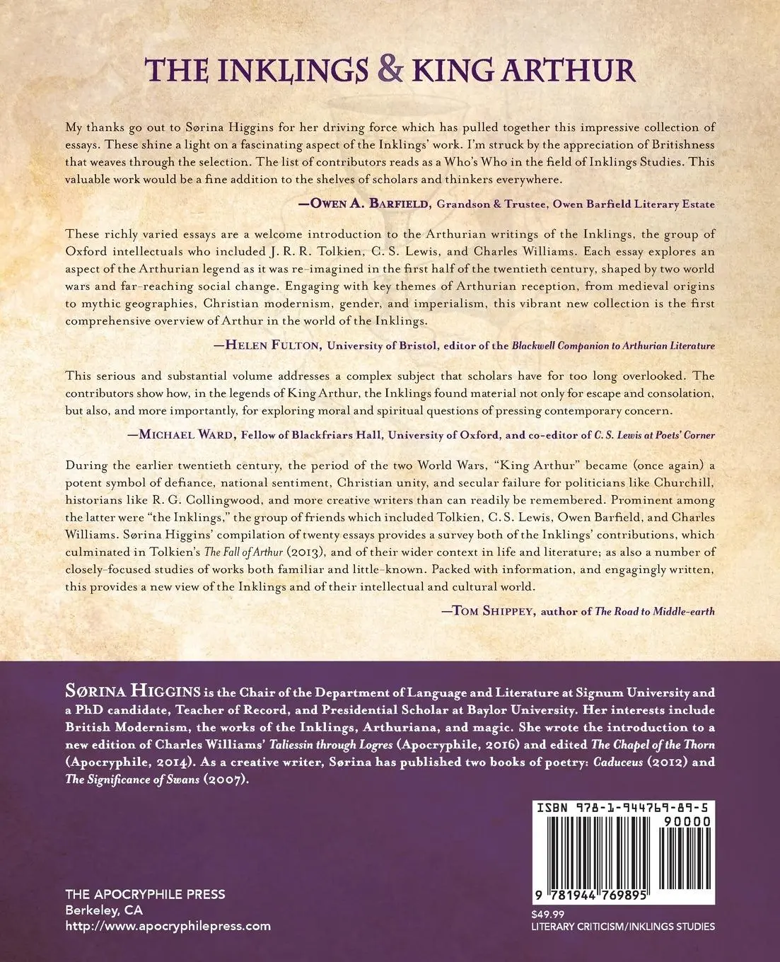 Rückseite: 9781944769895 | The Inklings and King Arthur | Sørina Higgins | Taschenbuch | Englisch