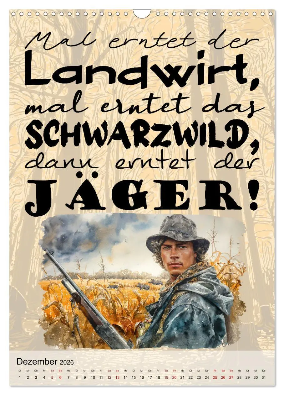 Bild: 9783516269895 | Jägersprüche (Wandkalender 2026 DIN A3 hoch), CALVENDO Monatskalender