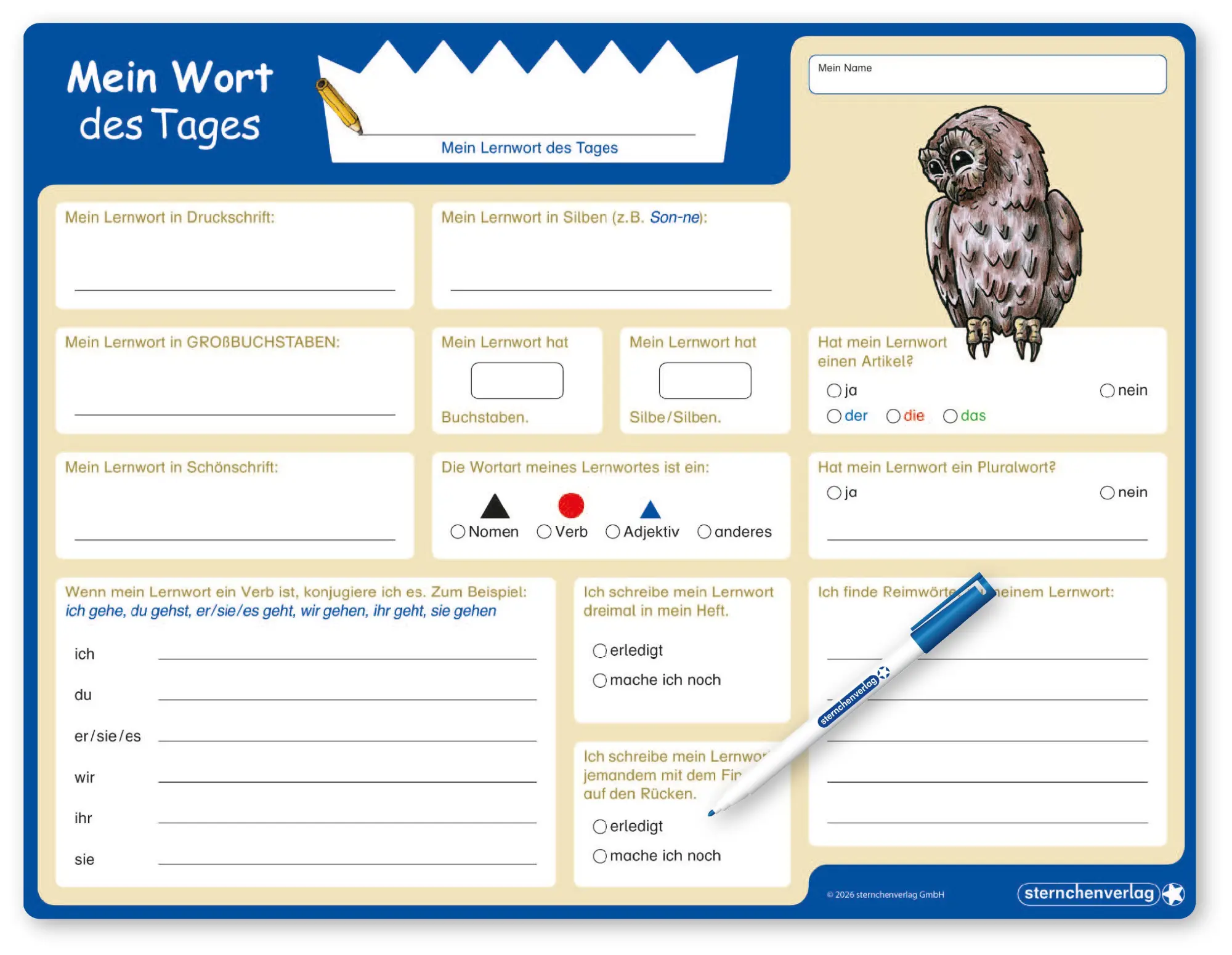 Cover: 9783910429895 | Mein Wort des Tages - Lerntafel mit Stift | Katrin Langhans | 2 S.