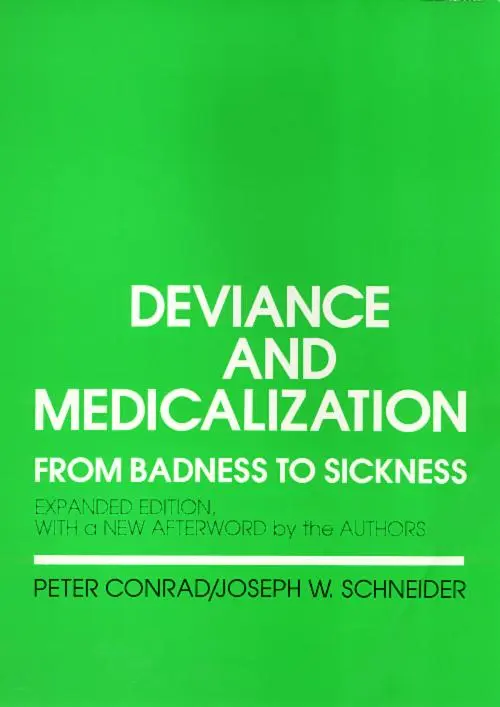 Cover: 9780877229995 | Deviance and Medicalization | From Badness to Sickness | Peter Conrad