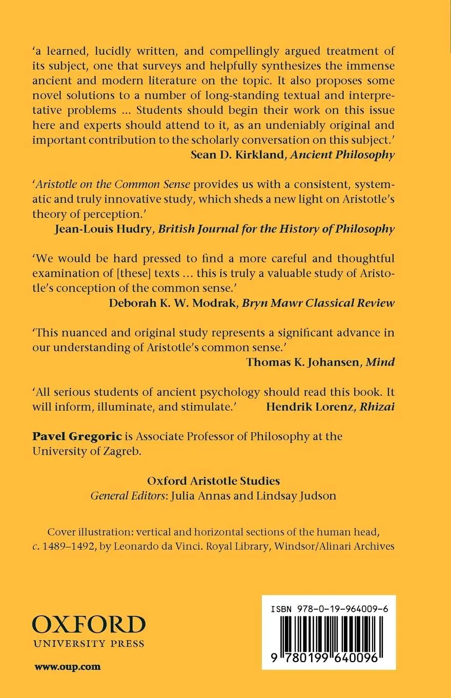 Rückseite: 9780199640096 | Aristotle on the Common Sense | Pavel Gregoric | Taschenbuch | 2011