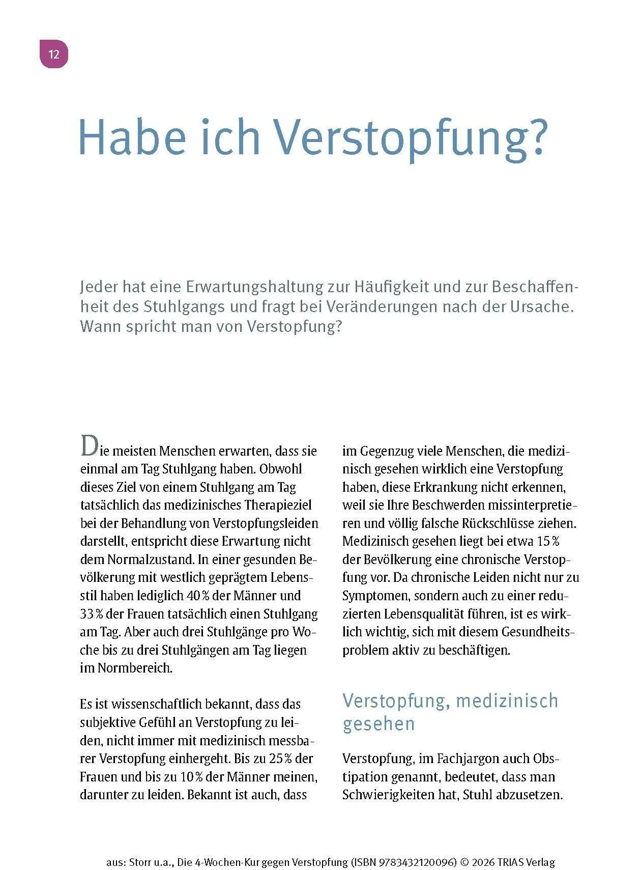 Bild: 9783432120096 | Die 4-Wochen-Kur gegen Verstopfung | Constanze Storr (u. a.) | Buch