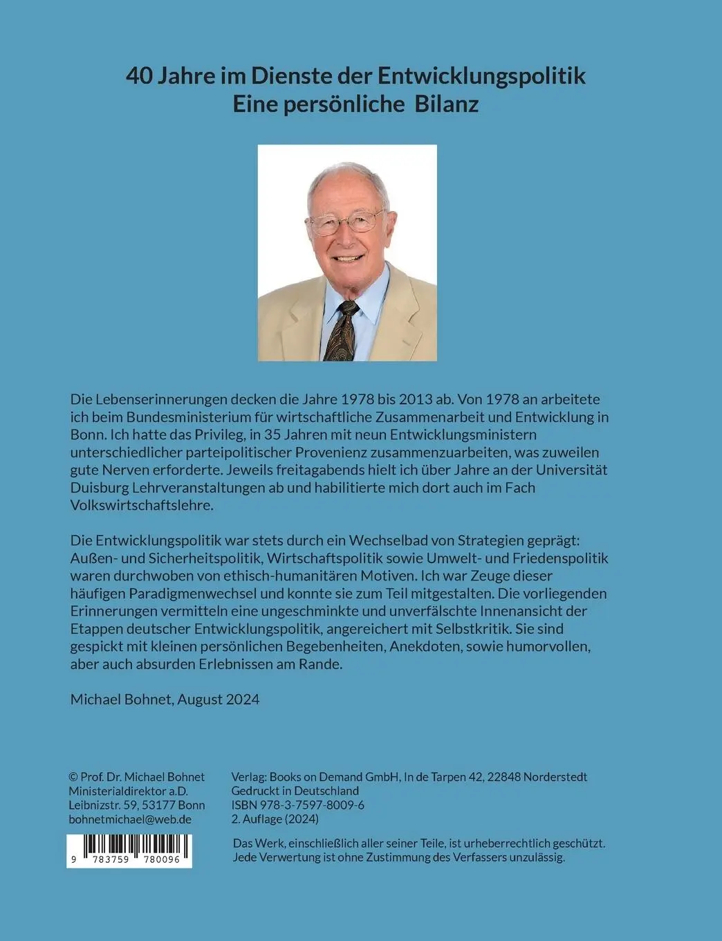 Rückseite: 9783759780096 | 40 Jahre im Dienste der Entwicklungspolitik | Eine persönliche Bilanz