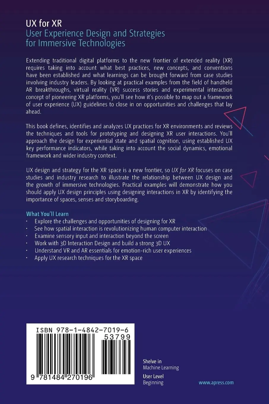 Rückseite: 9781484270196 | UX for XR | Cornel Hillmann | Taschenbuch | xxiv | Englisch | 2021